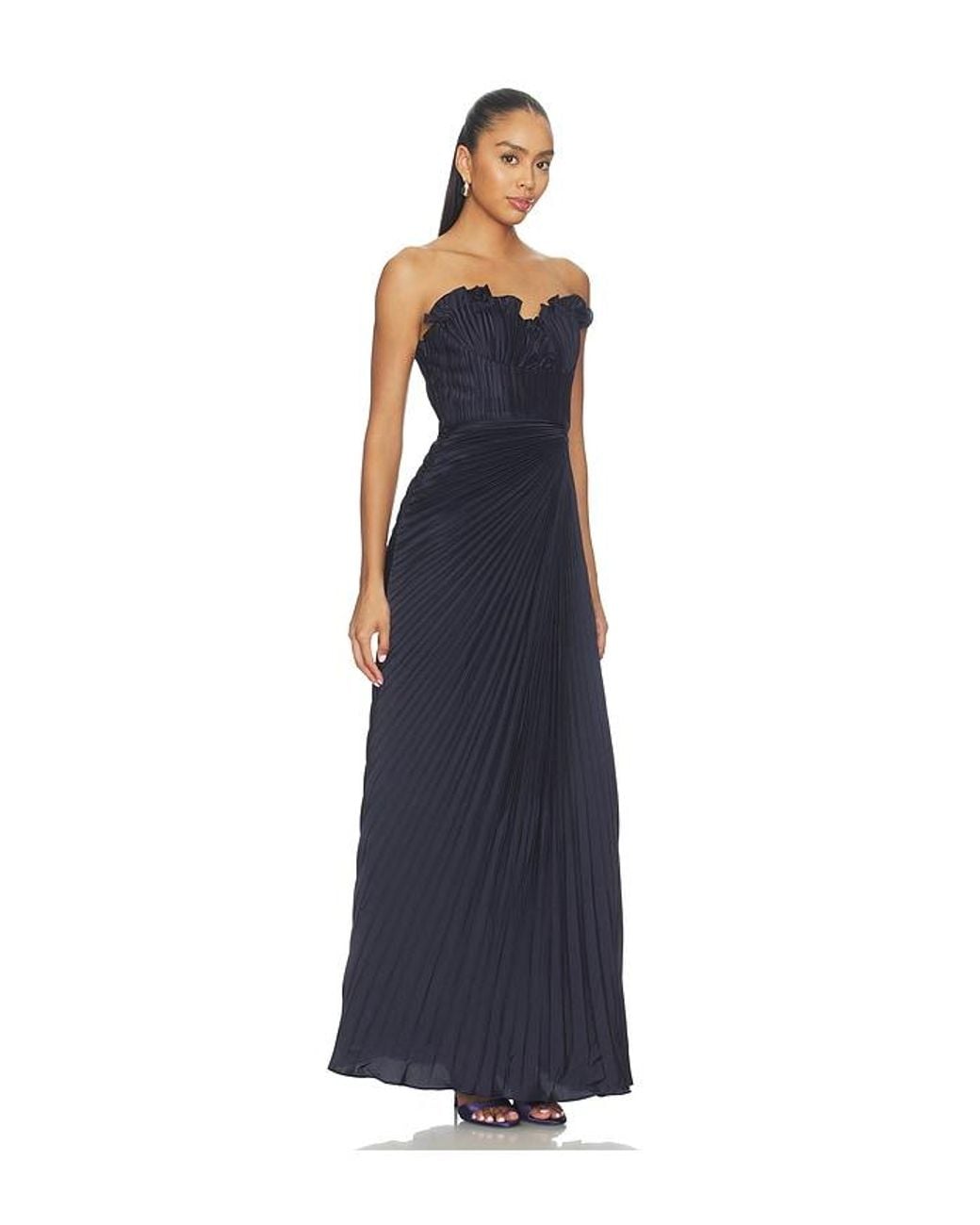 AMUR Blue Kaylani Pleated Gown