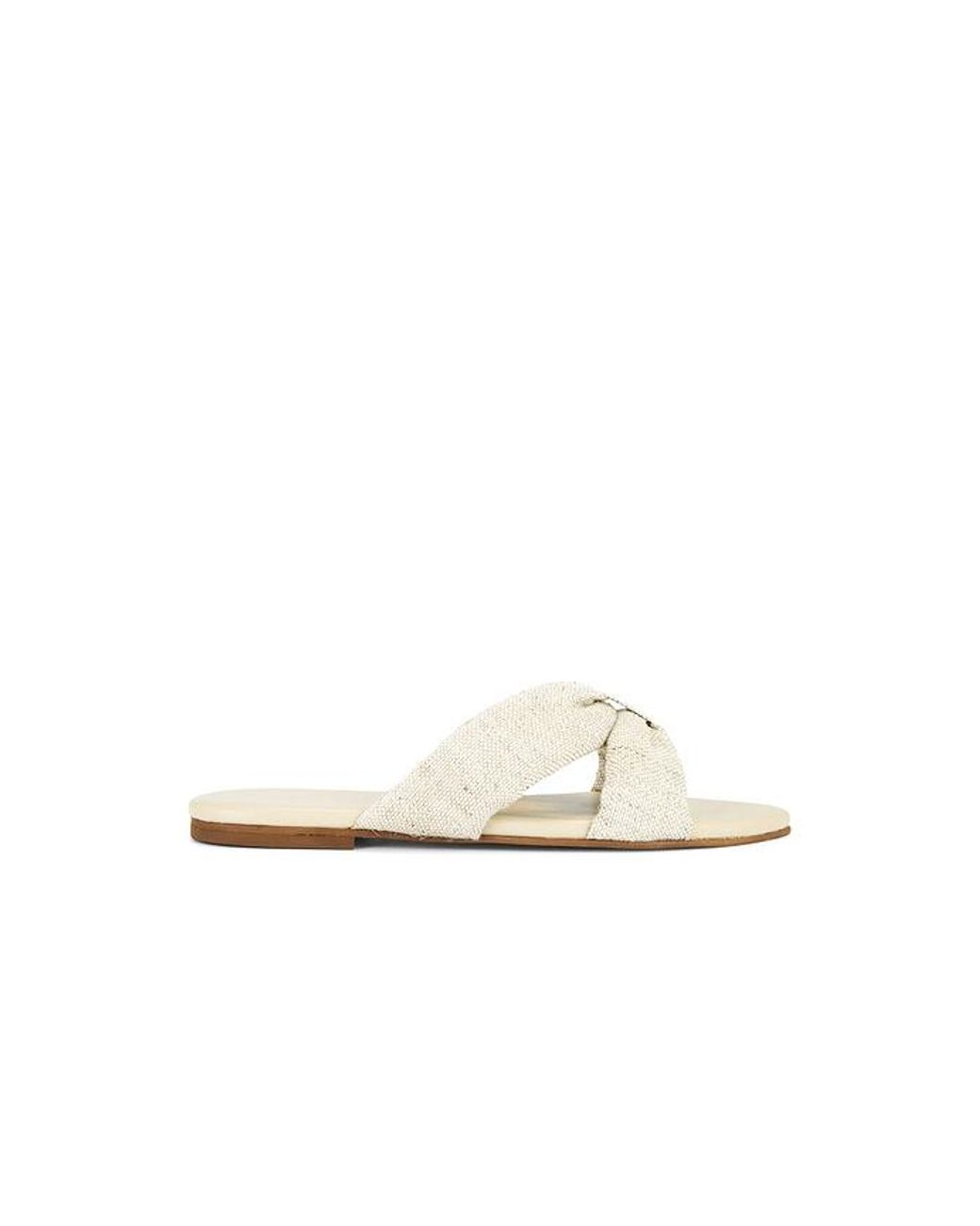Kaanas White Banha Chunky Criss Cross Linen Sandal