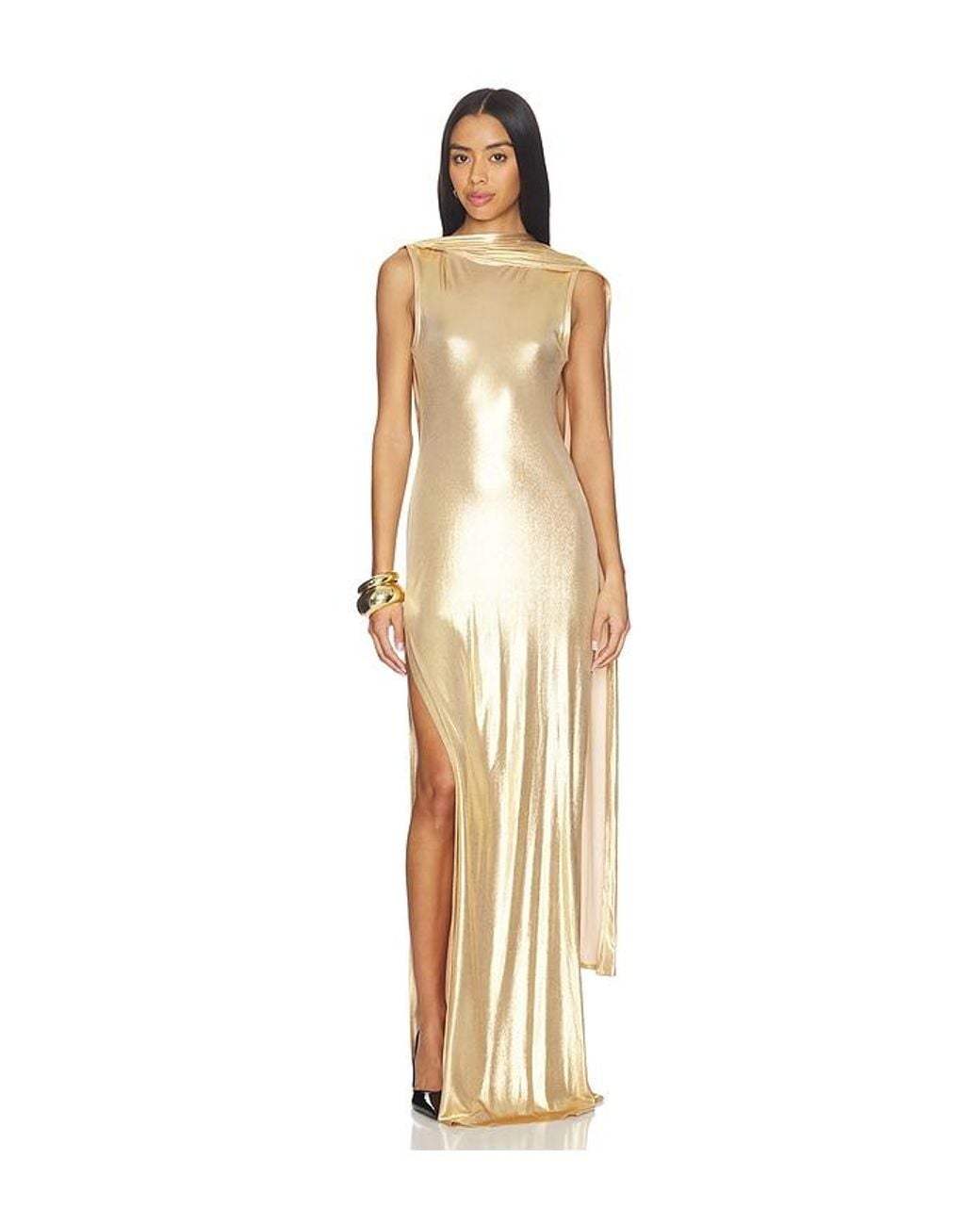 Sid Neigum Natural Floor Length Reversible Cowl Dress