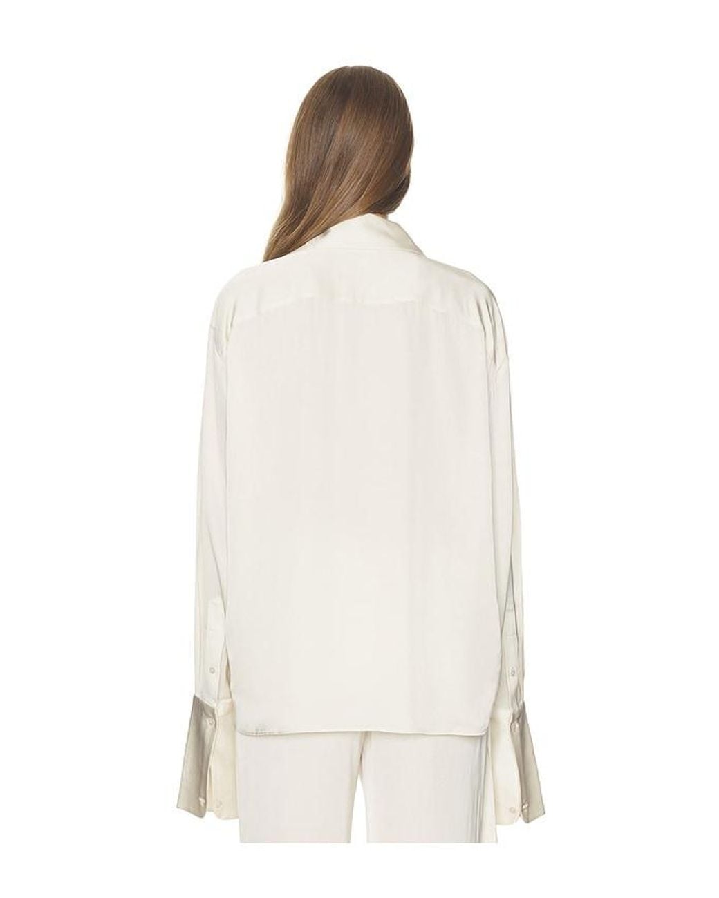 Helsa White The Relaxed Satin Shirt