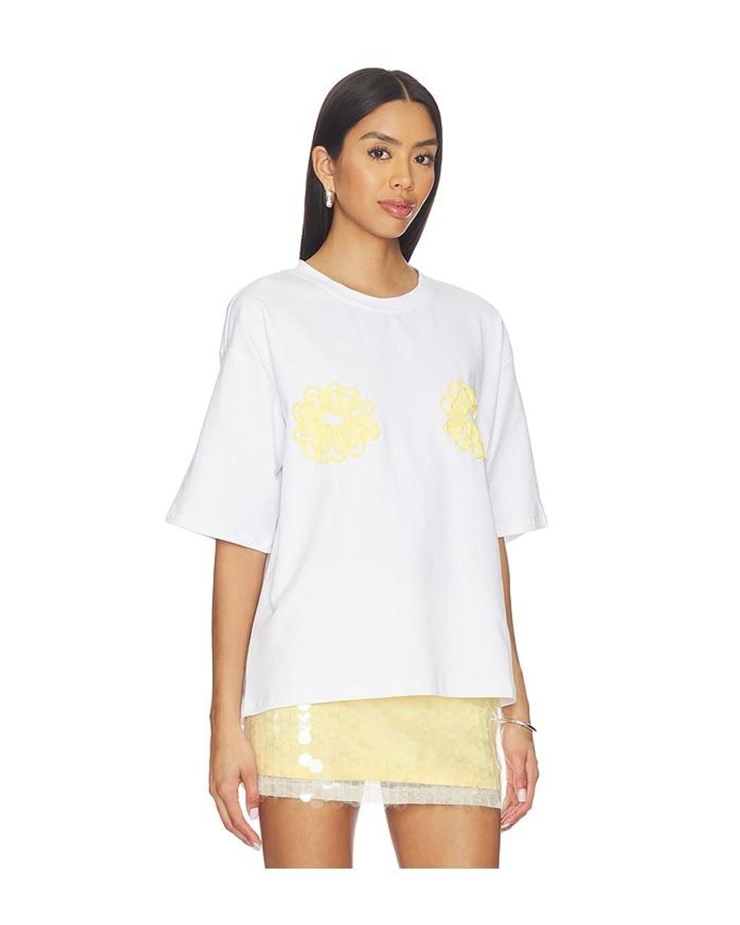 SNDY'S White Mai Tai Cord Floral Tee