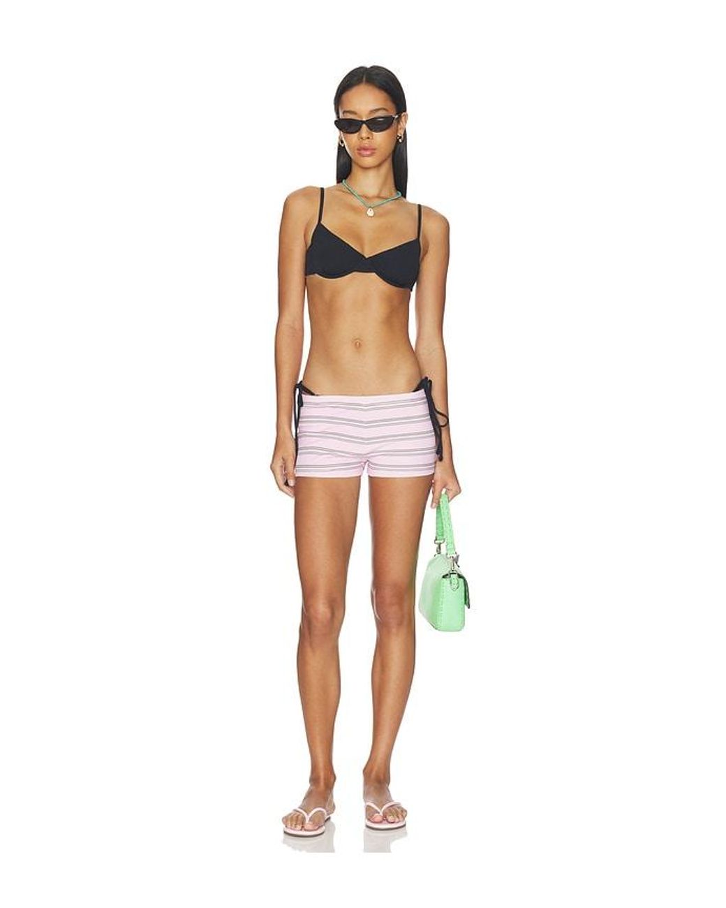 Frankie's Bikinis White Paulina Cotton Ribbed Short