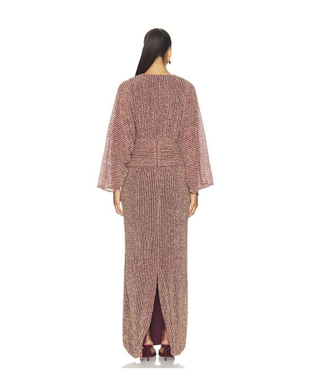 PATBO Brown Groovy Knit Sleeve Dress
