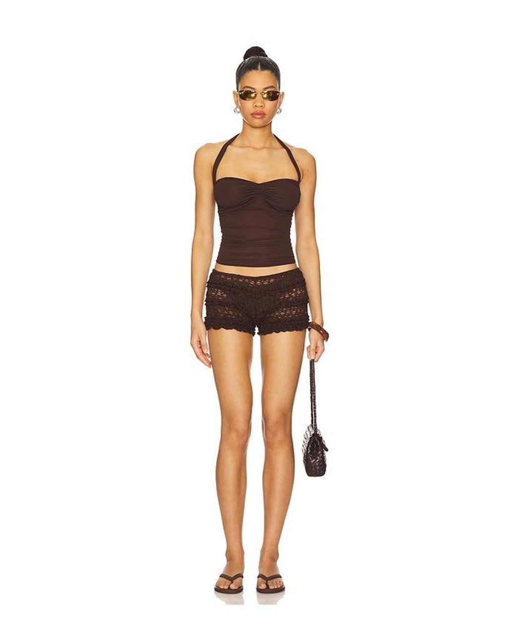 Indah Black Alek Ruffle Lace Booty Short