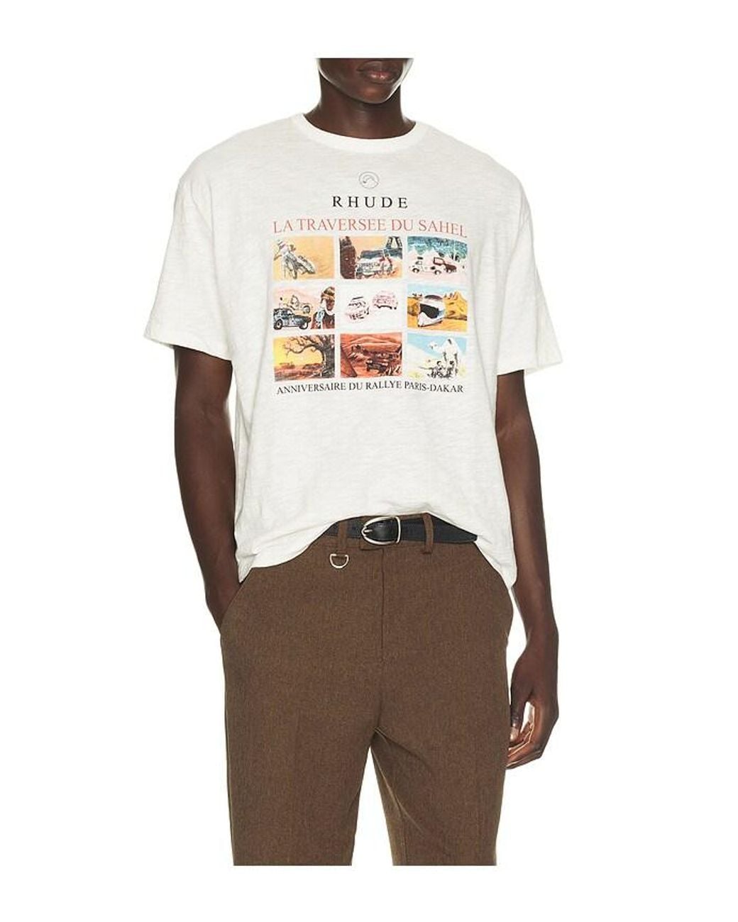 Rhude Multicolor Traversee Du Sahel Slub Tee for men