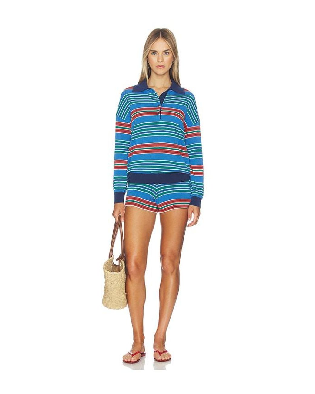 Faithfull The Brand Blue Harlow Oversized Polo