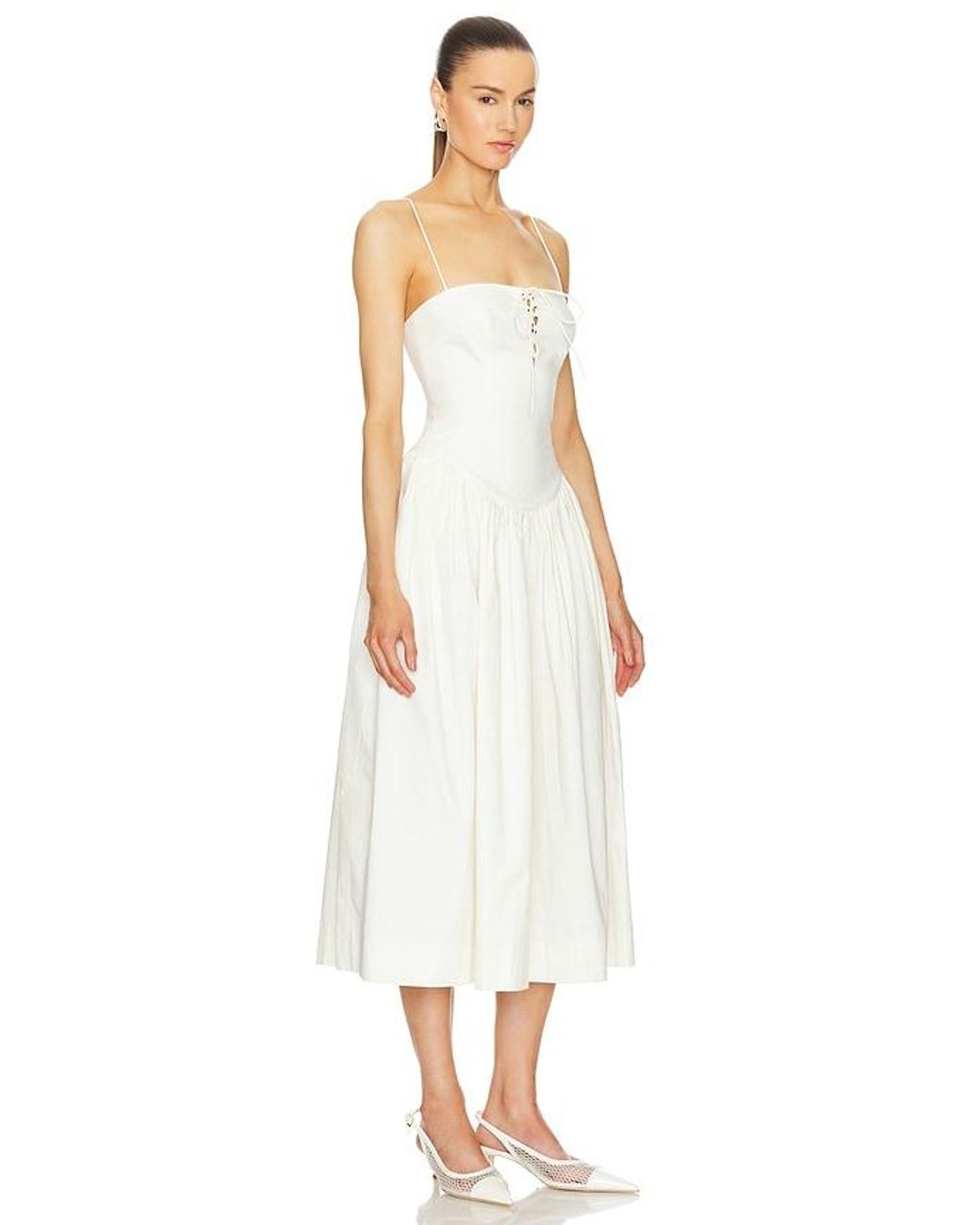 L'academie White 'Academie Thierry Midi Dress