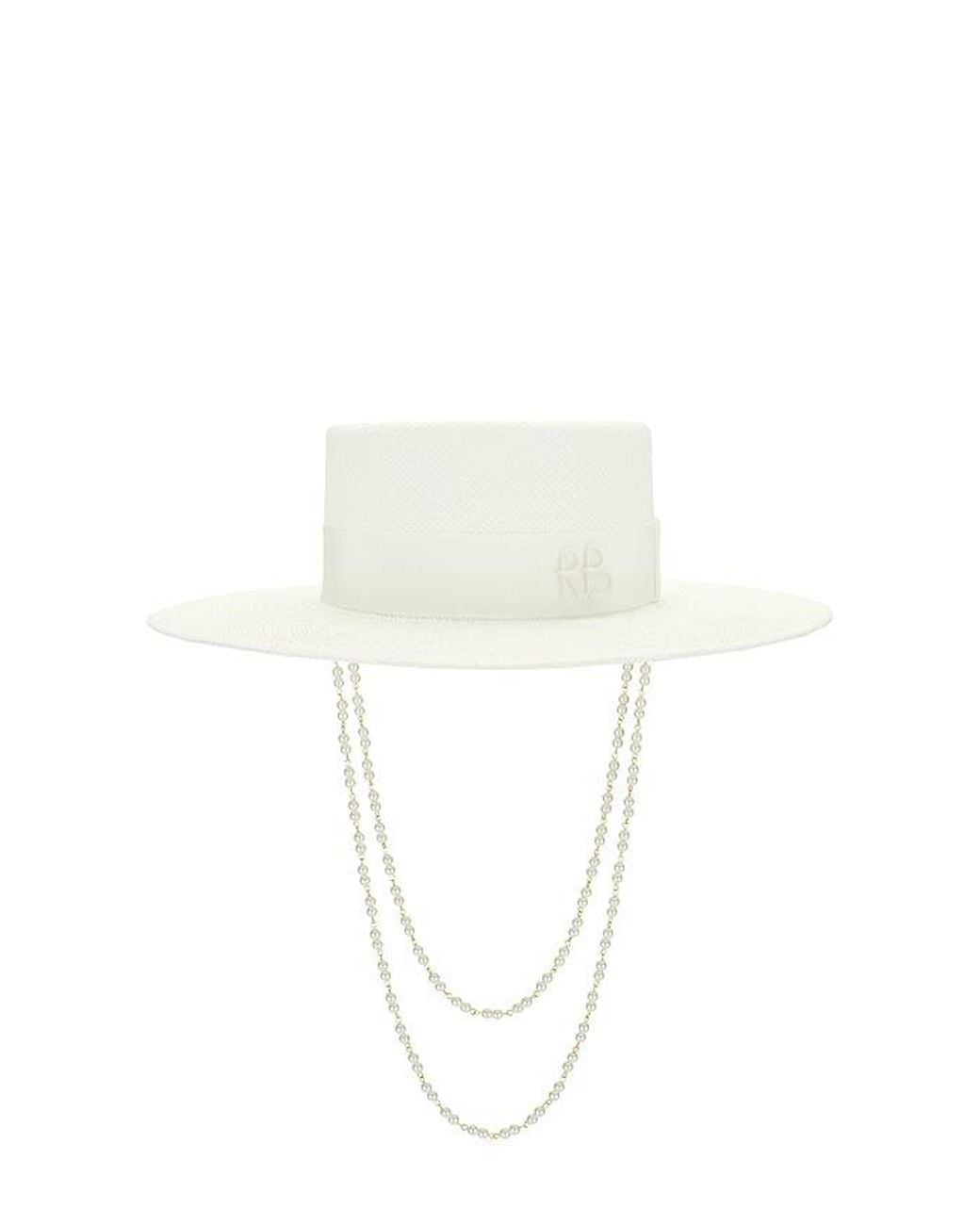 Ruslan Baginskiy White Double Chain Strap Boater Hat