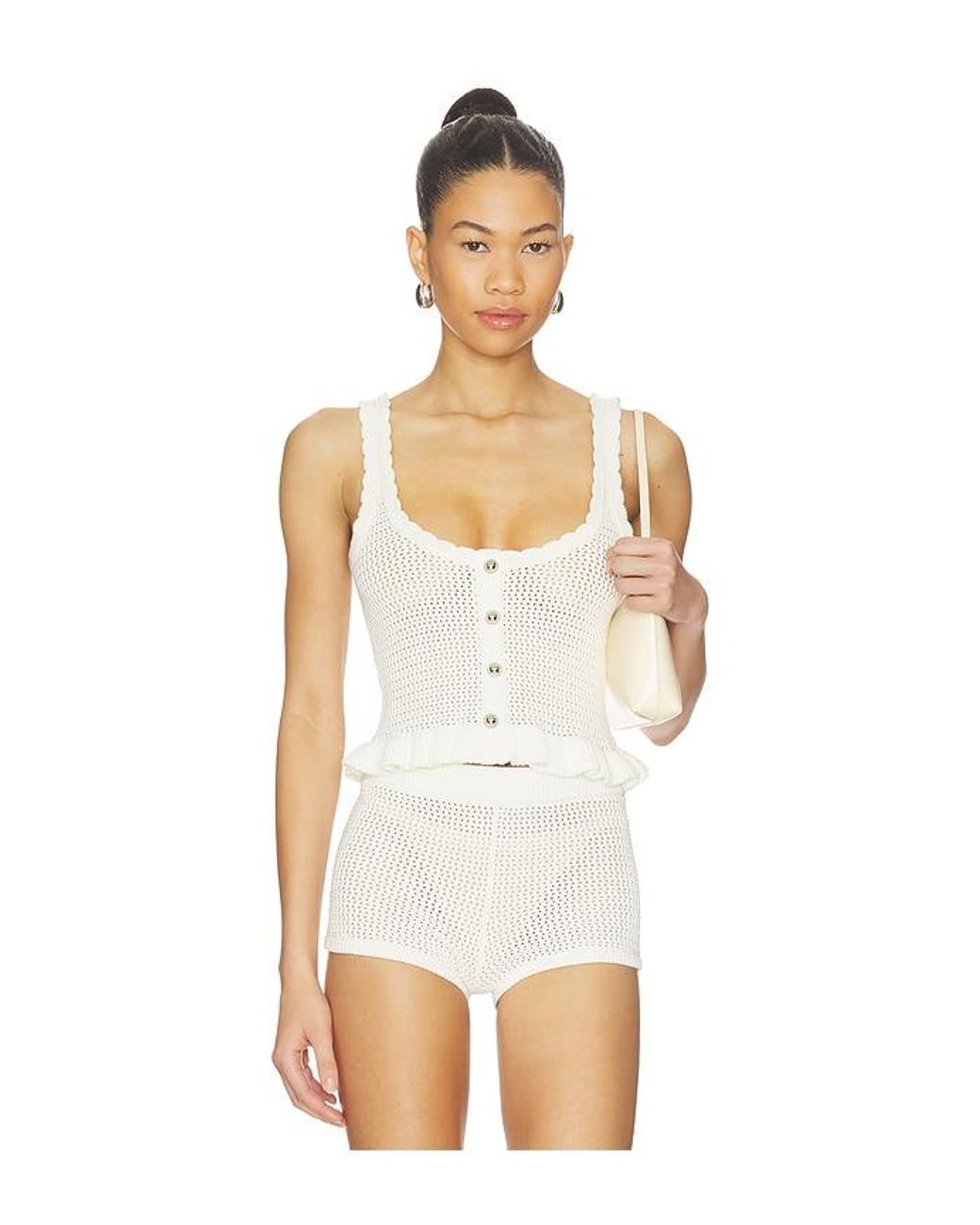 MAJORELLE White Fionina Pointelle Tank