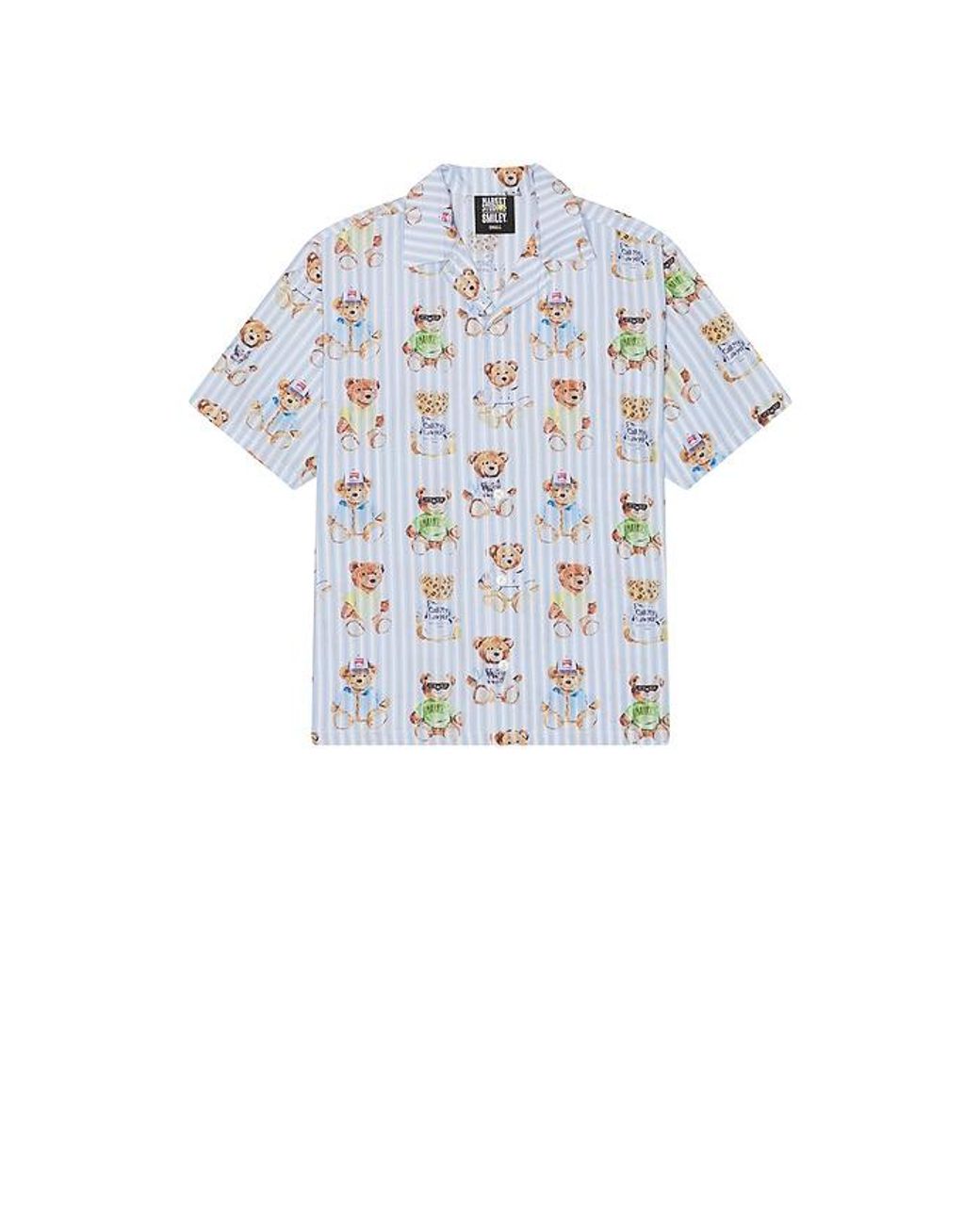 Market White Teddy Striped Woven Shirt for men