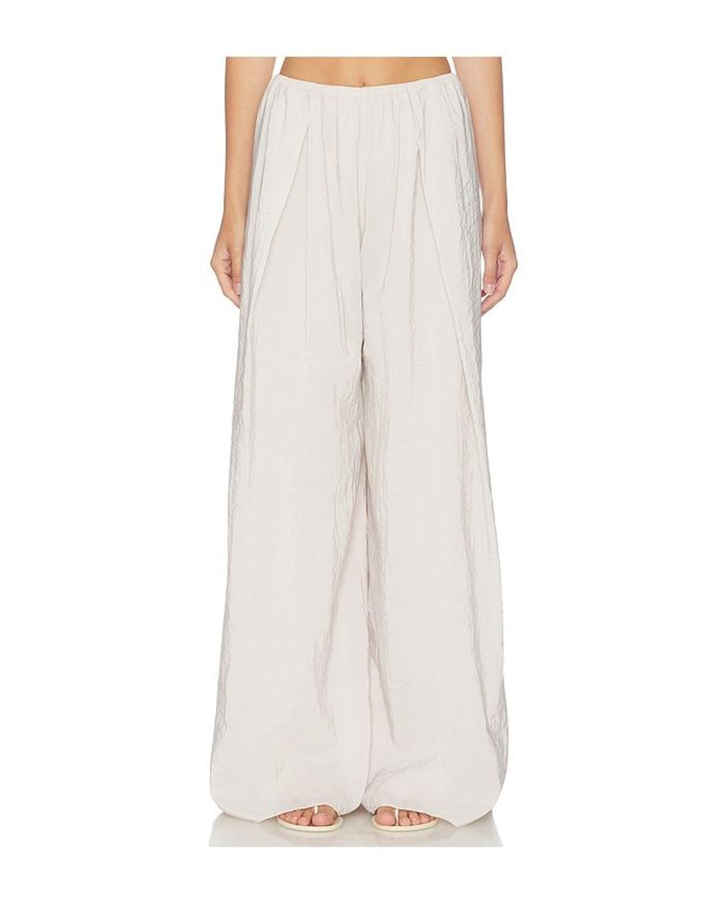 La Ligne White Pleated Wide Leg Pant