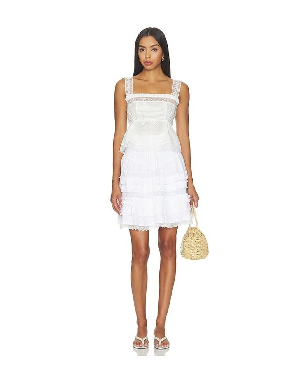 Ganni White Cotton Voile Lace Slip Top