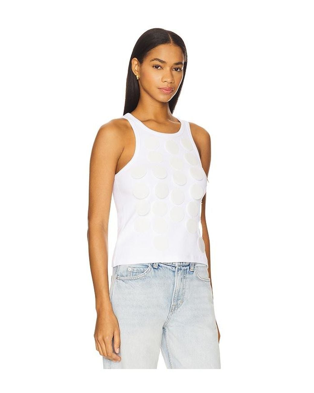 MSGM White Paillette Tank Top
