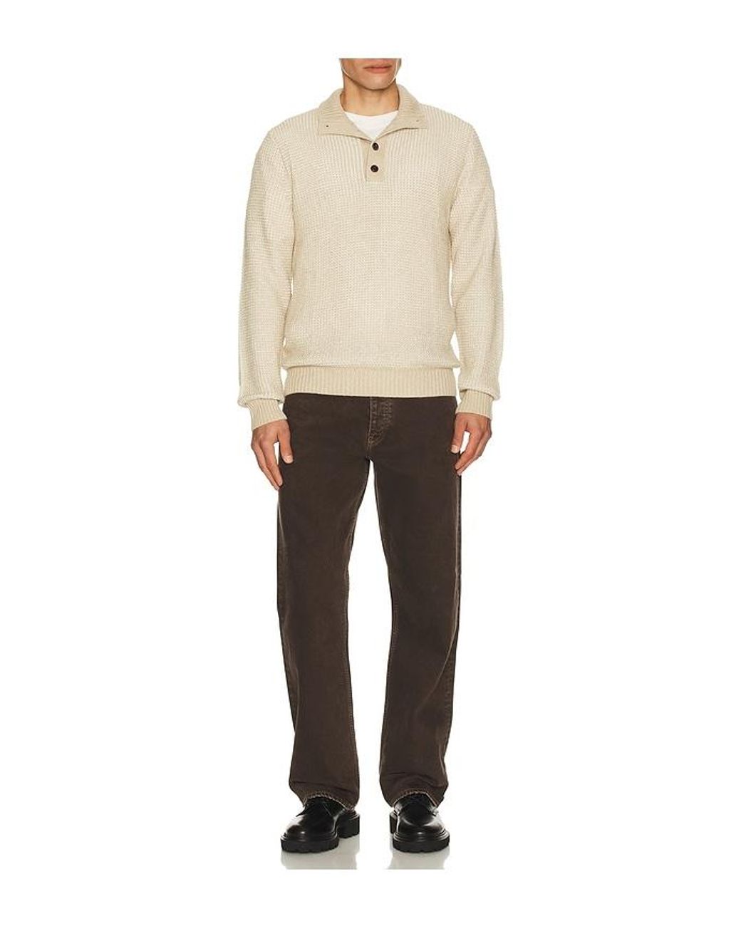 Faherty Brand Strick Quarter Button in Natural für Herren