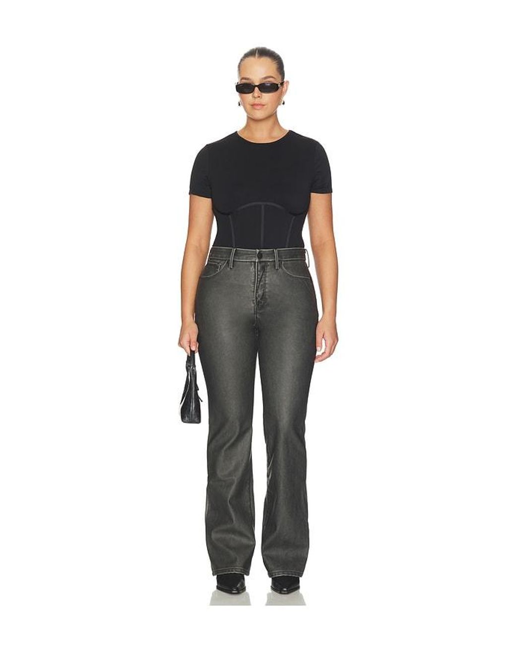 GOOD AMERICAN Black Good Classic Bootcut Faux Leather Pants