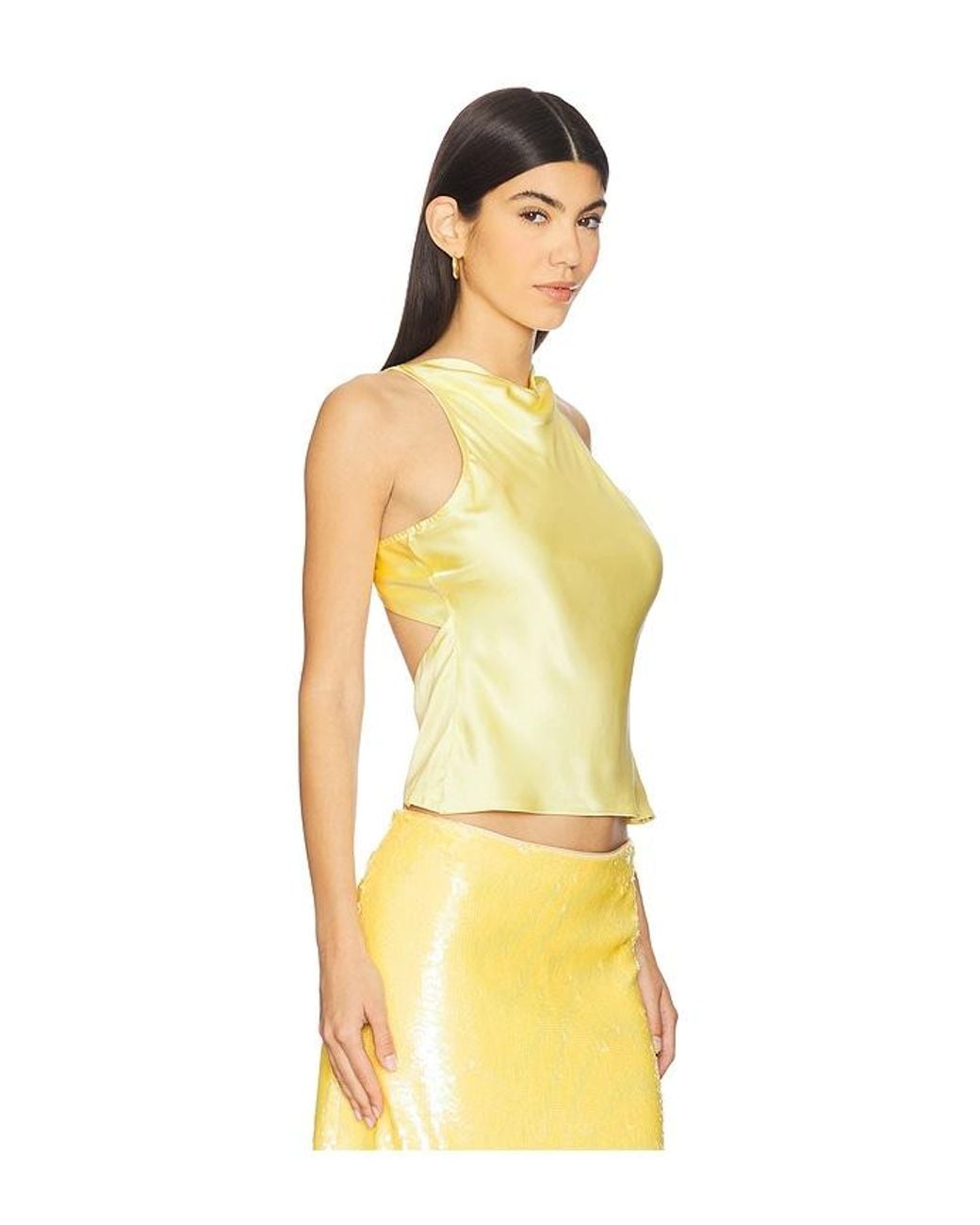 GUIZIO Yellow Regine Cowl Neck Top