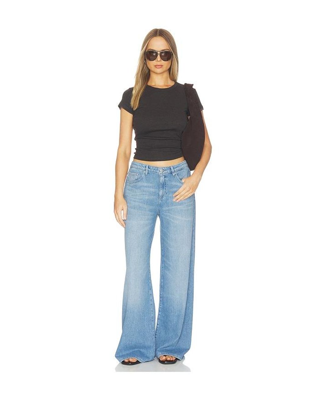 DL1961 Blue Dl Aura Alex Low Rise Baggy Wide Leg Jeans