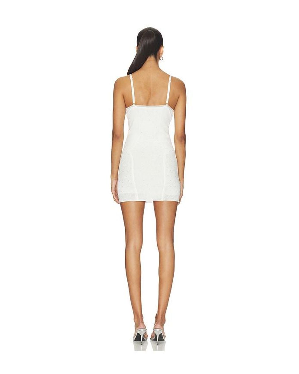 Area White Girly Rib Knit Mini Dress