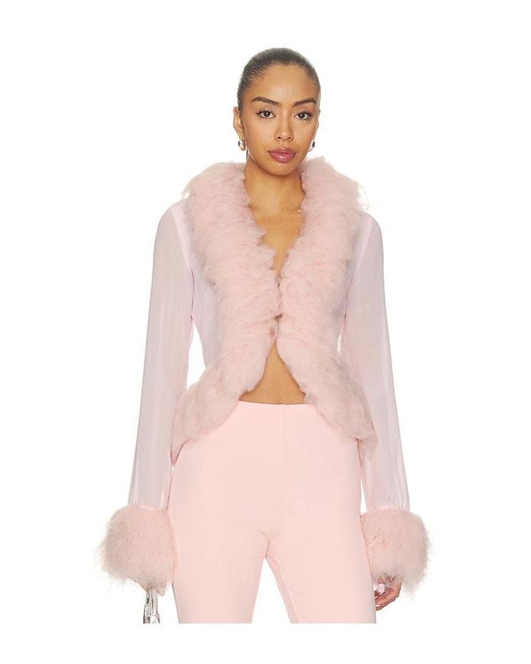 AFRM Pink X Revolve Simone Faux Fur Cardigan