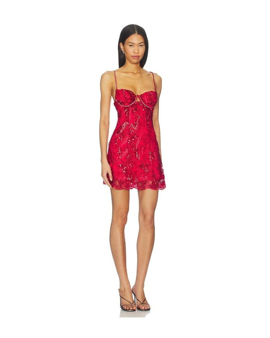 knee length dresses for ladies For Love and Lemons Opal Mini in Silver  TrenLend