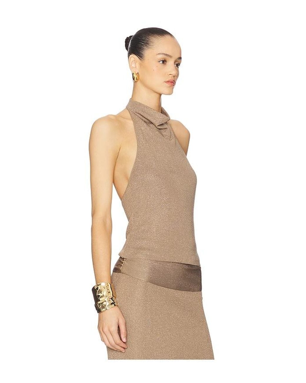 Lovers + Friends Natural Renna Cowl Neck Sleeveless Top