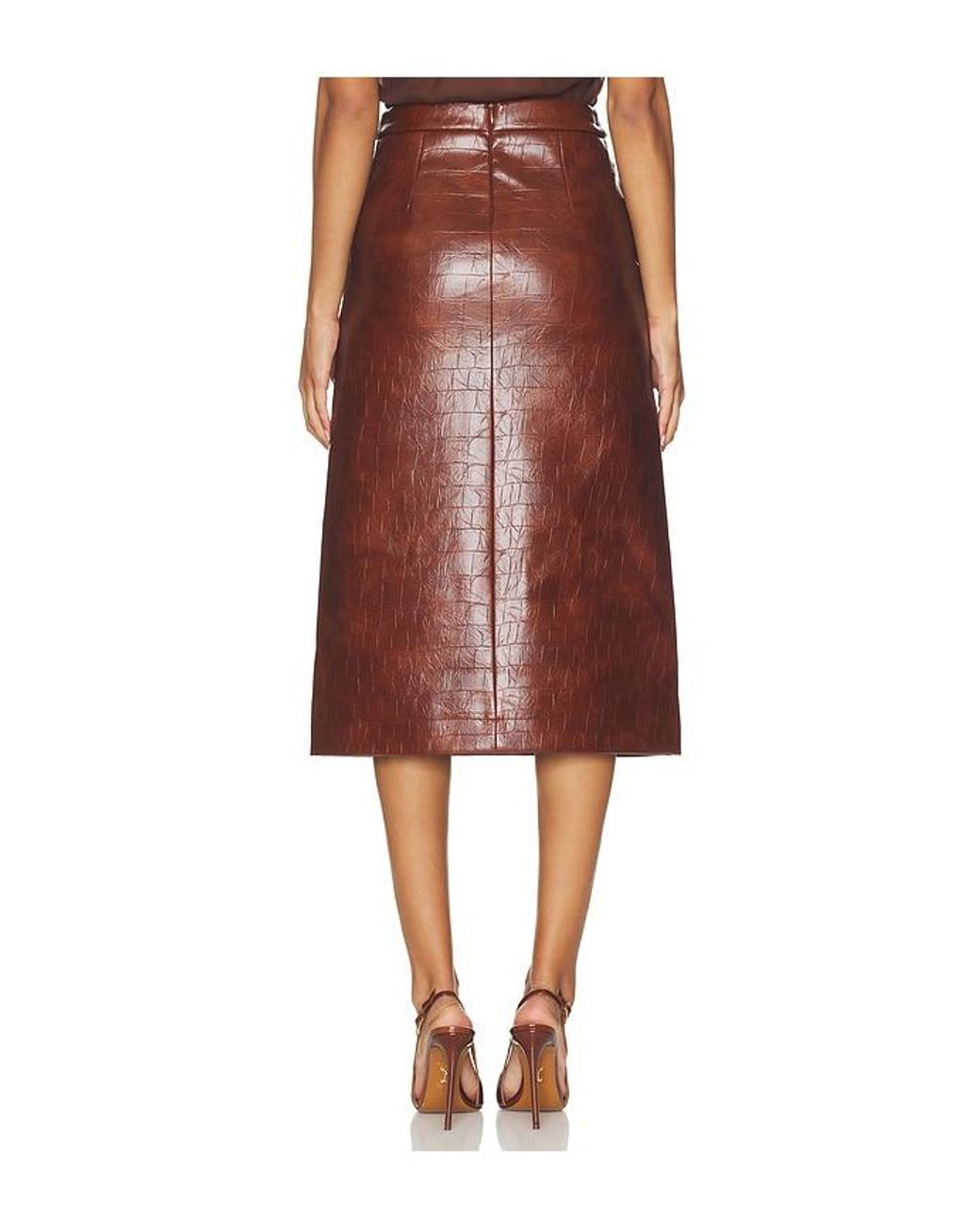 Essentiel Antwerp Red Kind Faux Leather Skirt