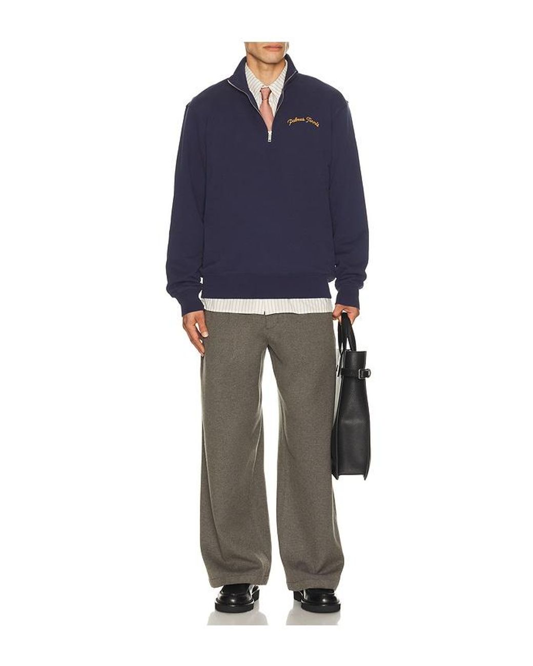 Palmes Blue Western Quarter-Zip Sweatshirt for men