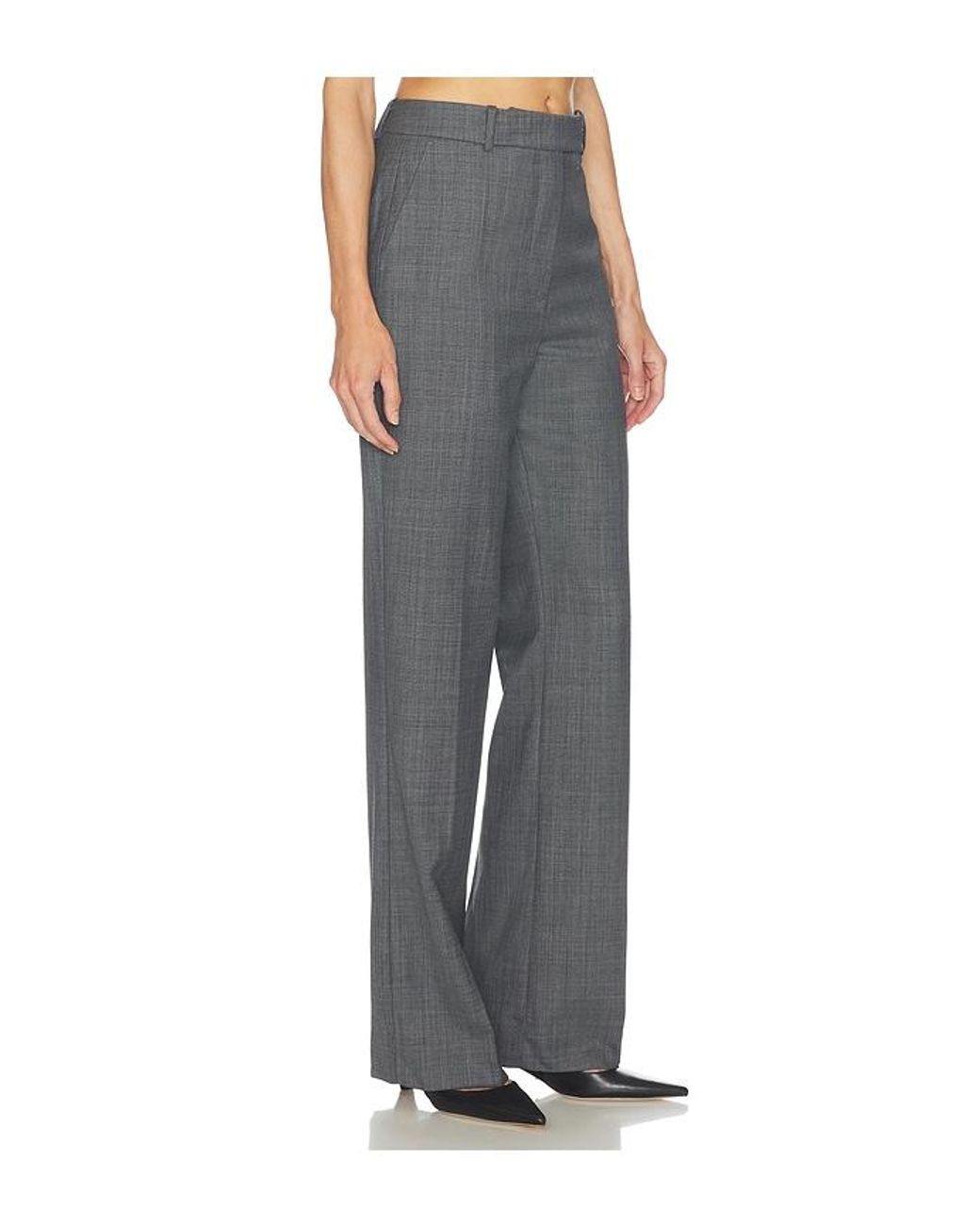 Ganni Gray Wool Melange Suiting Straight Pant