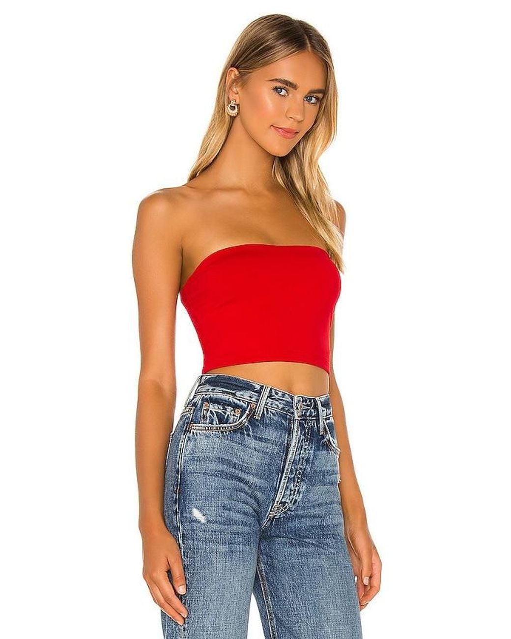 Susana Monaco Blue X Revolve Strapless Crop Top