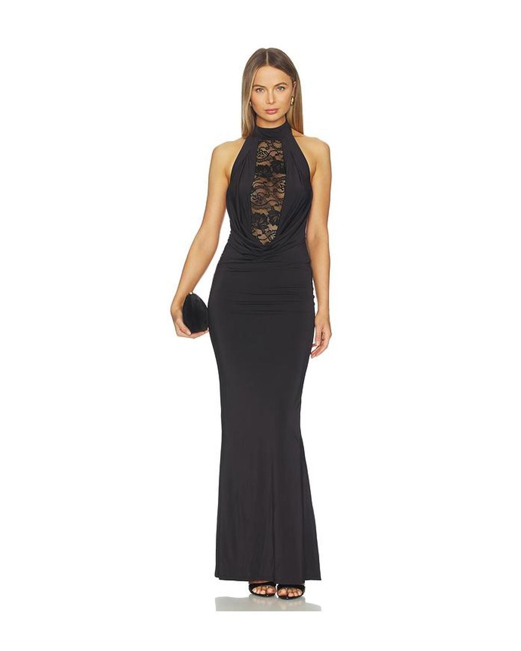 slim fit dress slacks NOOKIE (black/lace) Lennox halter maxi main image 0