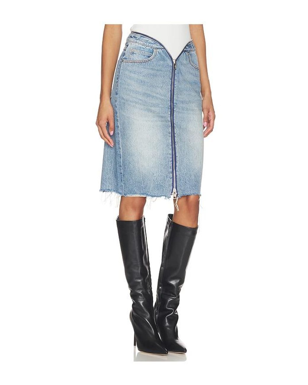 Alexander Wang Blue Dipped V Zip Waistband Skirt
