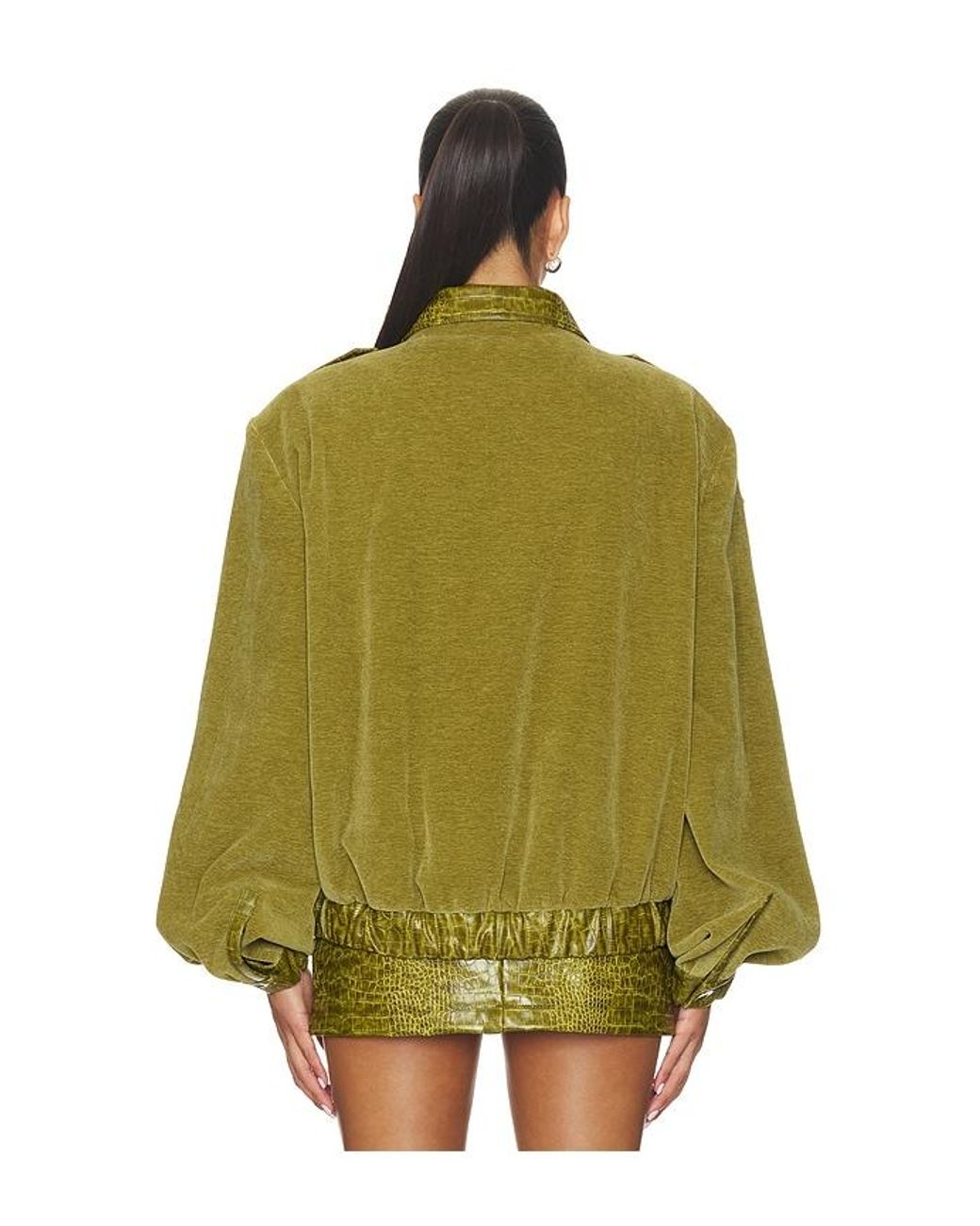 ROWEN ROSE Green Crop Bomber Jacket