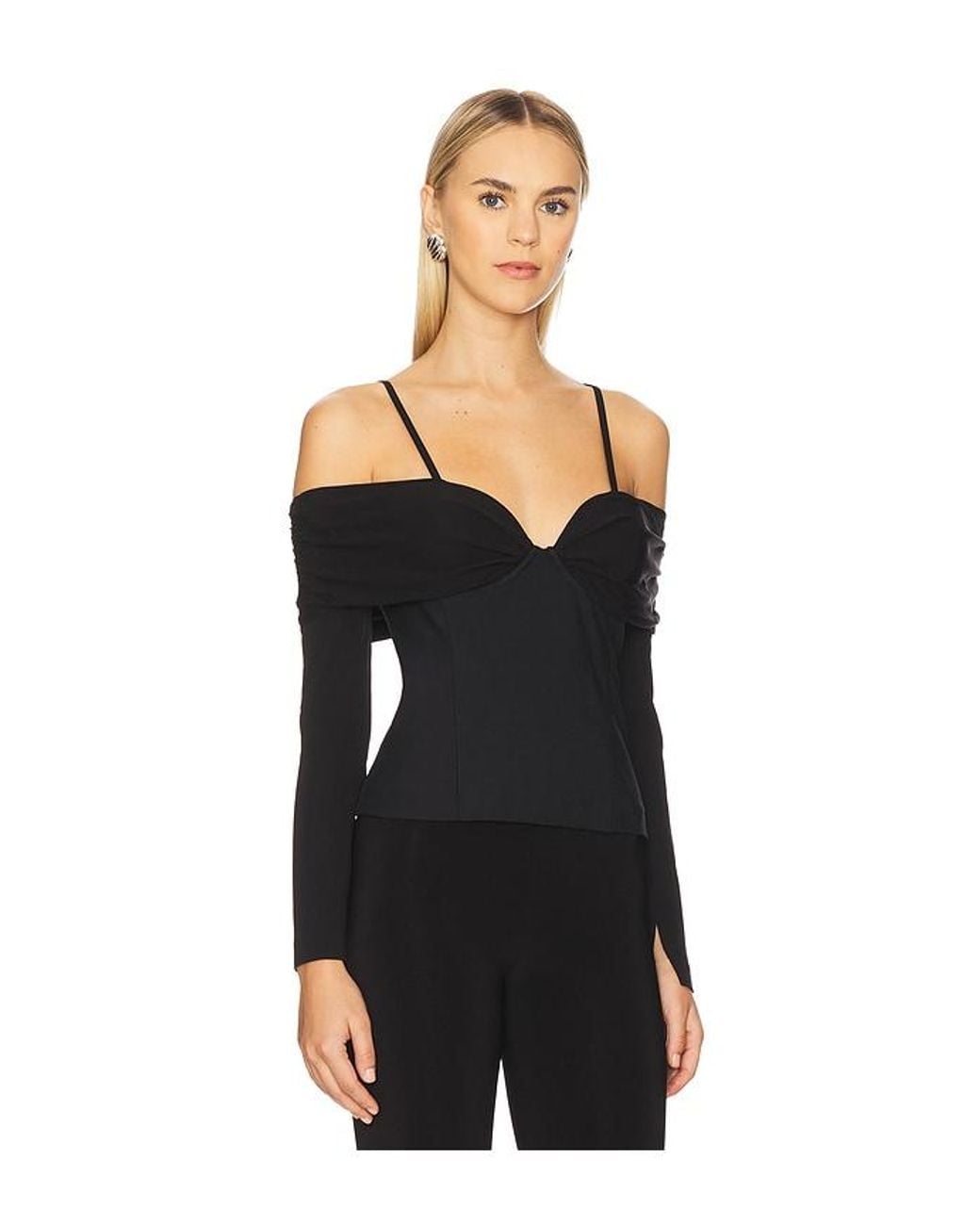 Jonathan Simkhai Black Hazel Long Sleeve Top