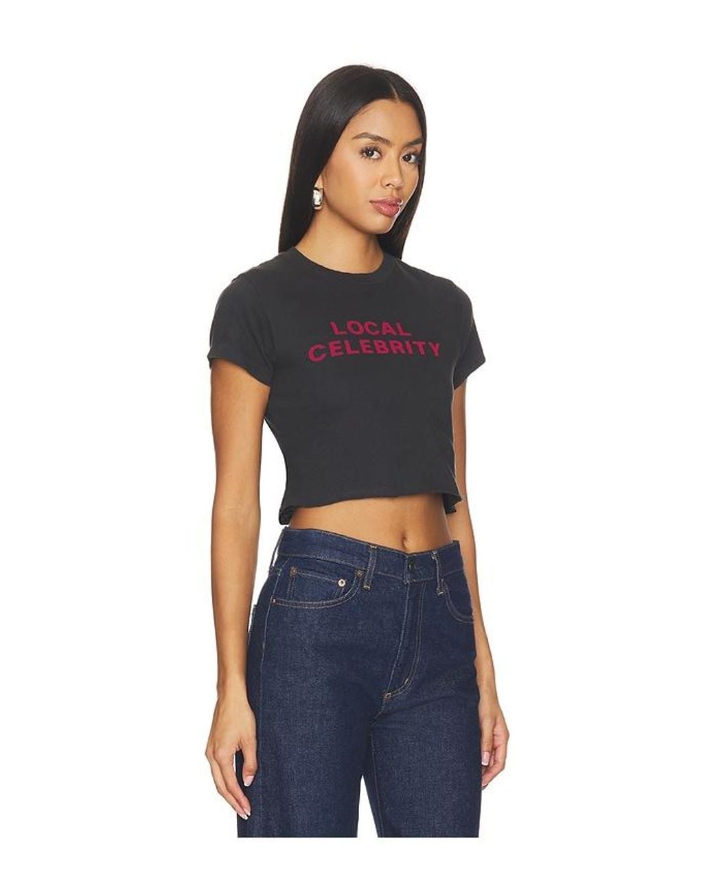 Re/done Black Cropped 60S Slim Tee Local Celeb
