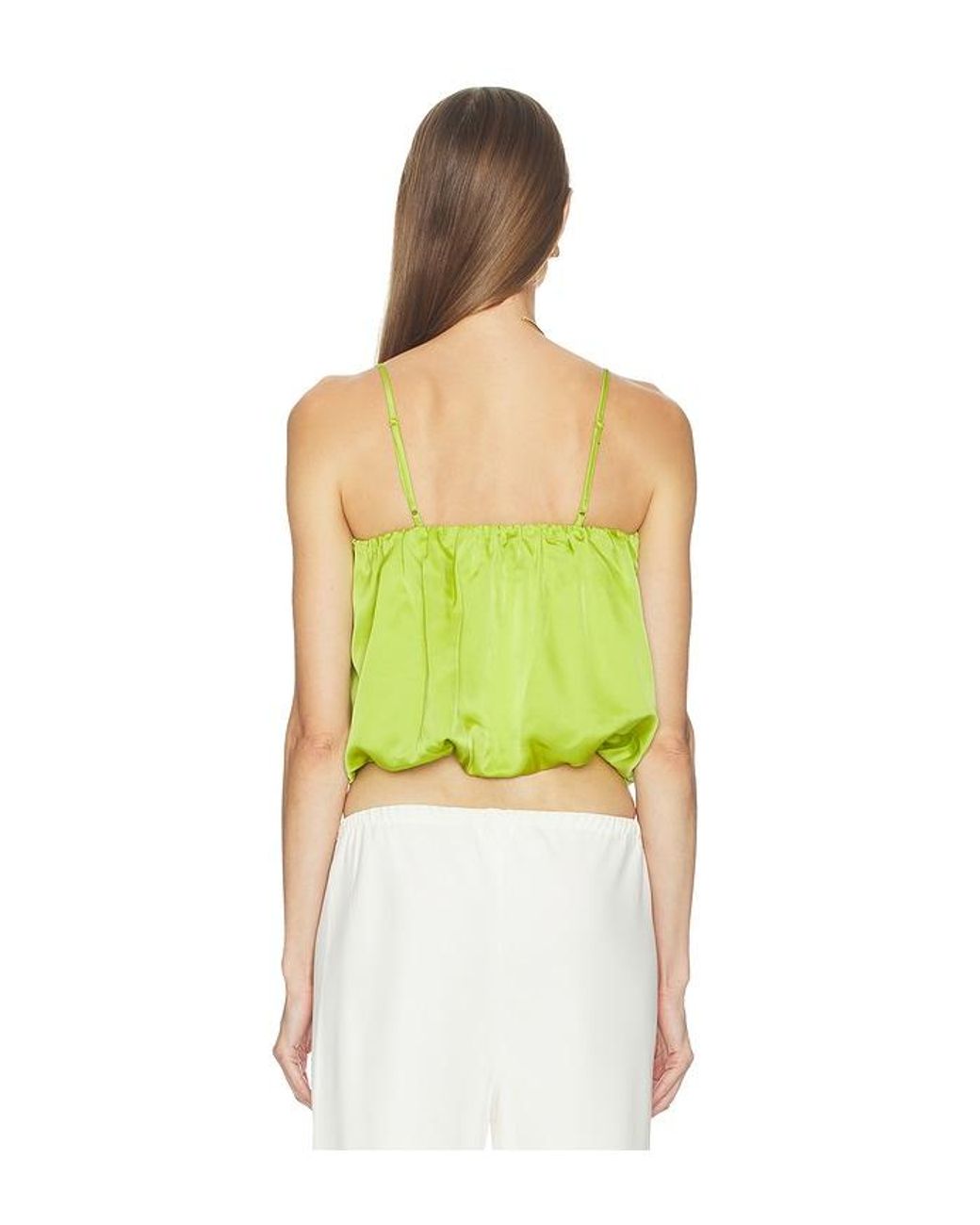 Susana Monaco Green Satin Bubble String Top