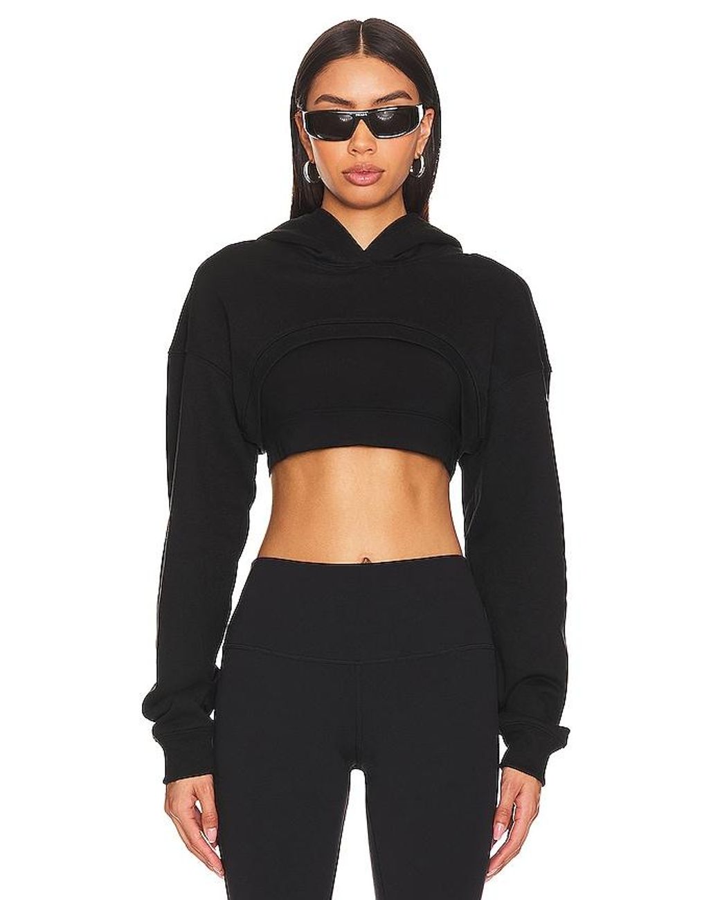 Alo Yoga HOODIE IN VERKÜRZTER FORM SHRUG IT OFF in Schwarz | Lyst DE