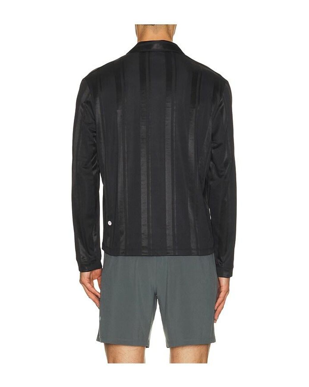 lululemon athletica Black Knit Stripe Rugby Shirt for men