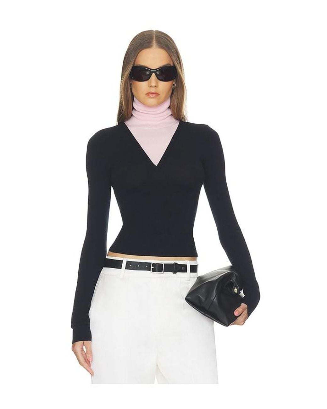 Helsa Blue Wrenn Color Block Knit Turtleneck