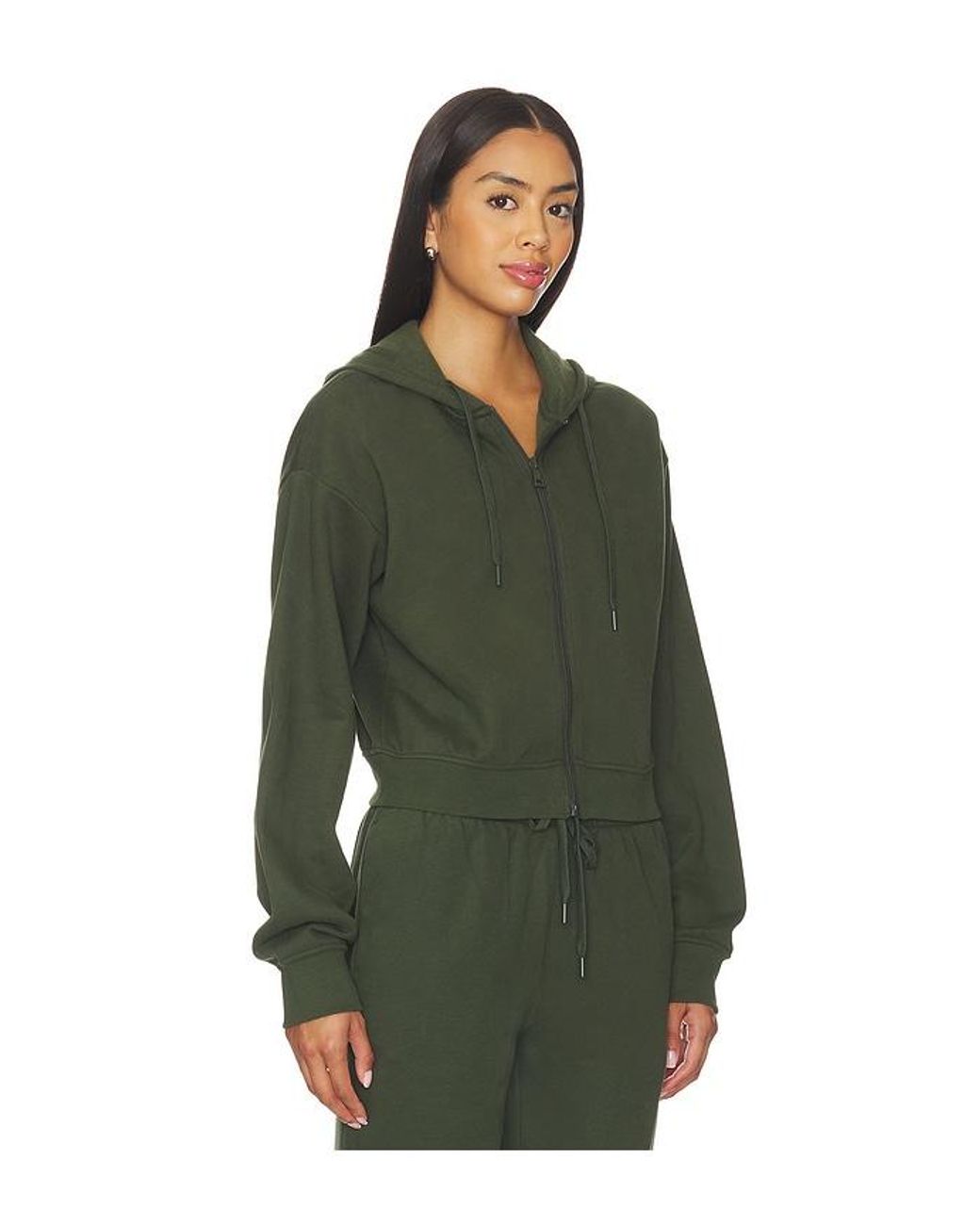 Beyond Yoga Green Luxe Fleece Zip Up Hoodie