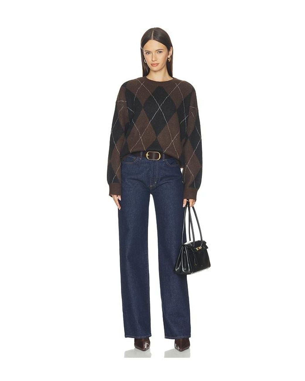 Sanctuary Black Argyle Crew Pullover