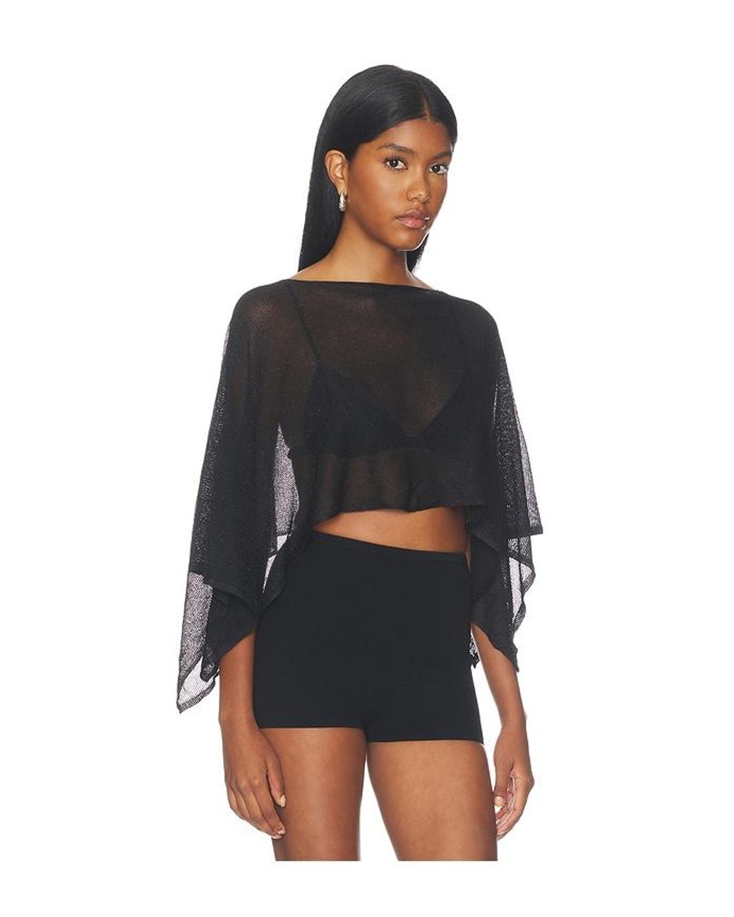 MORE TO COME Black Orson Knit Poncho
