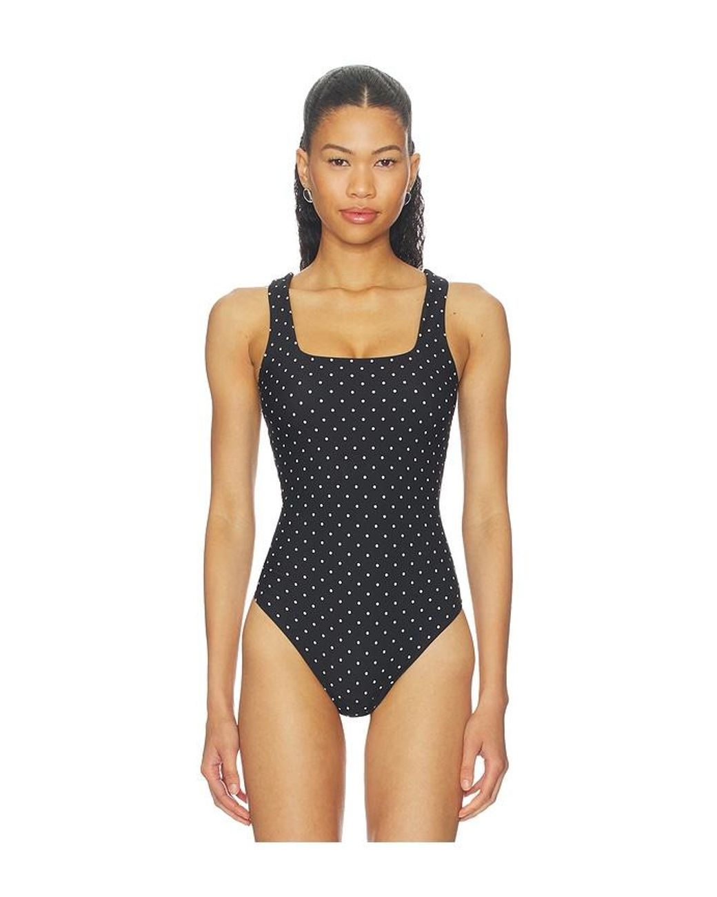 GOOD AMERICAN Black The Weightless Sculpting Modern Tank Bodysuit