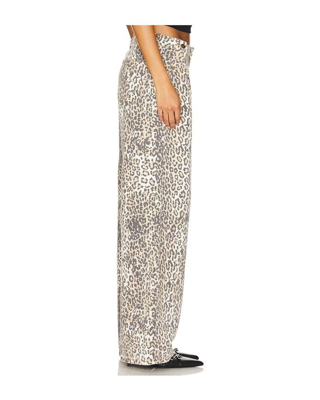 Lioness White Rigid Leopard Print Boyfriend Jeans