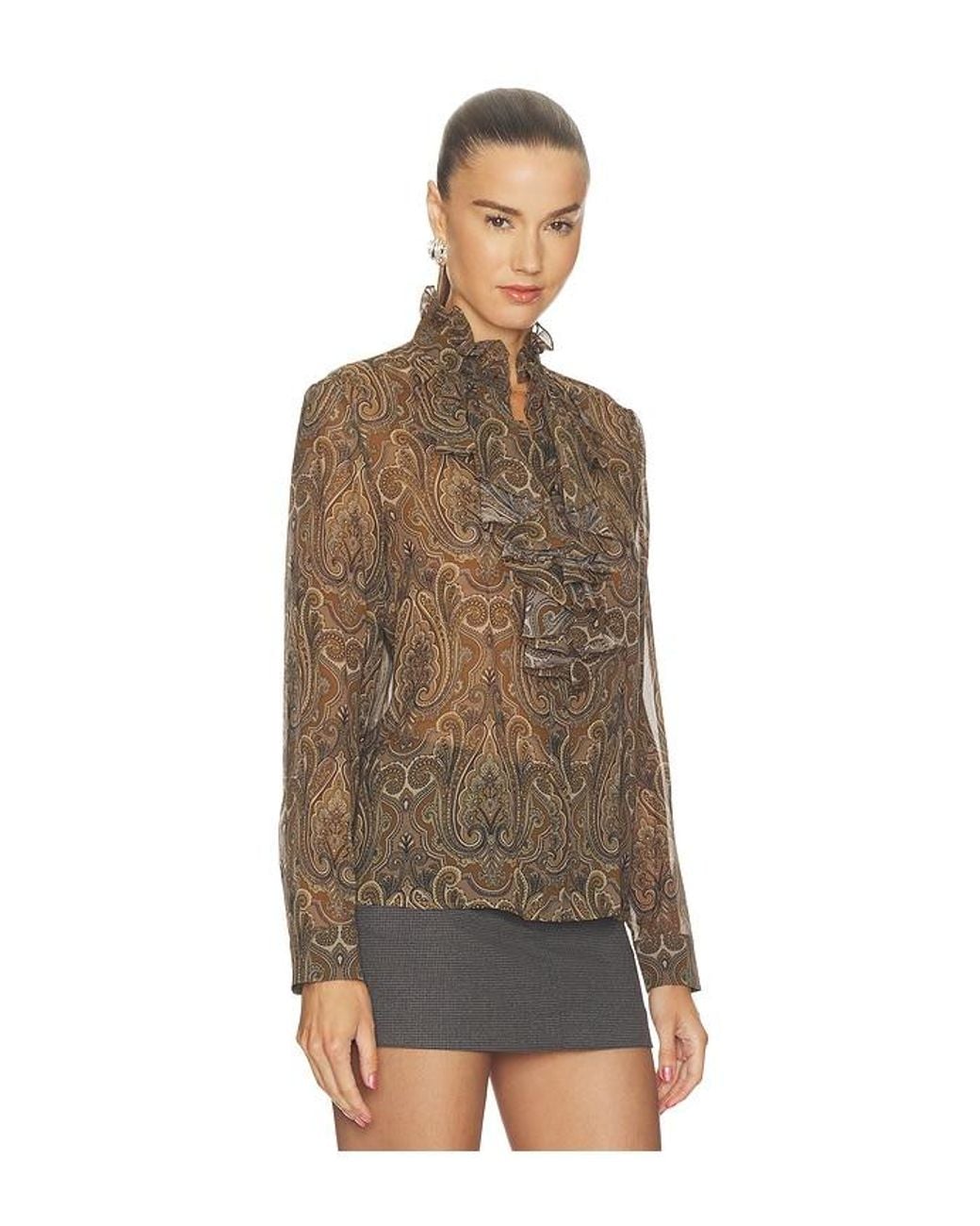 Nili Lotan Brown Lily Blouse