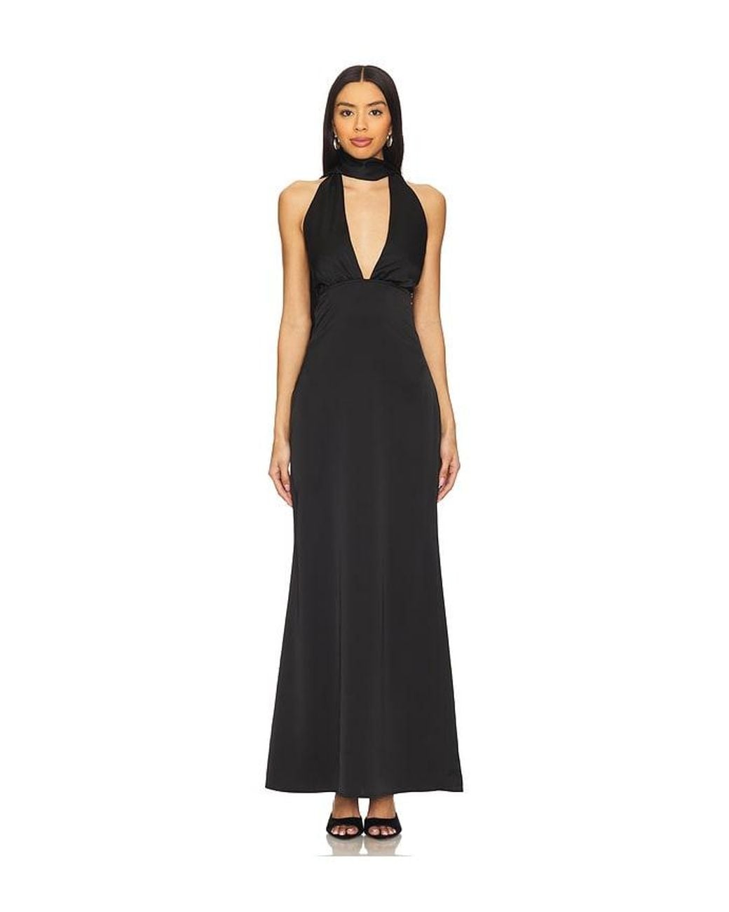 superdown Black Bethany Halter Gown