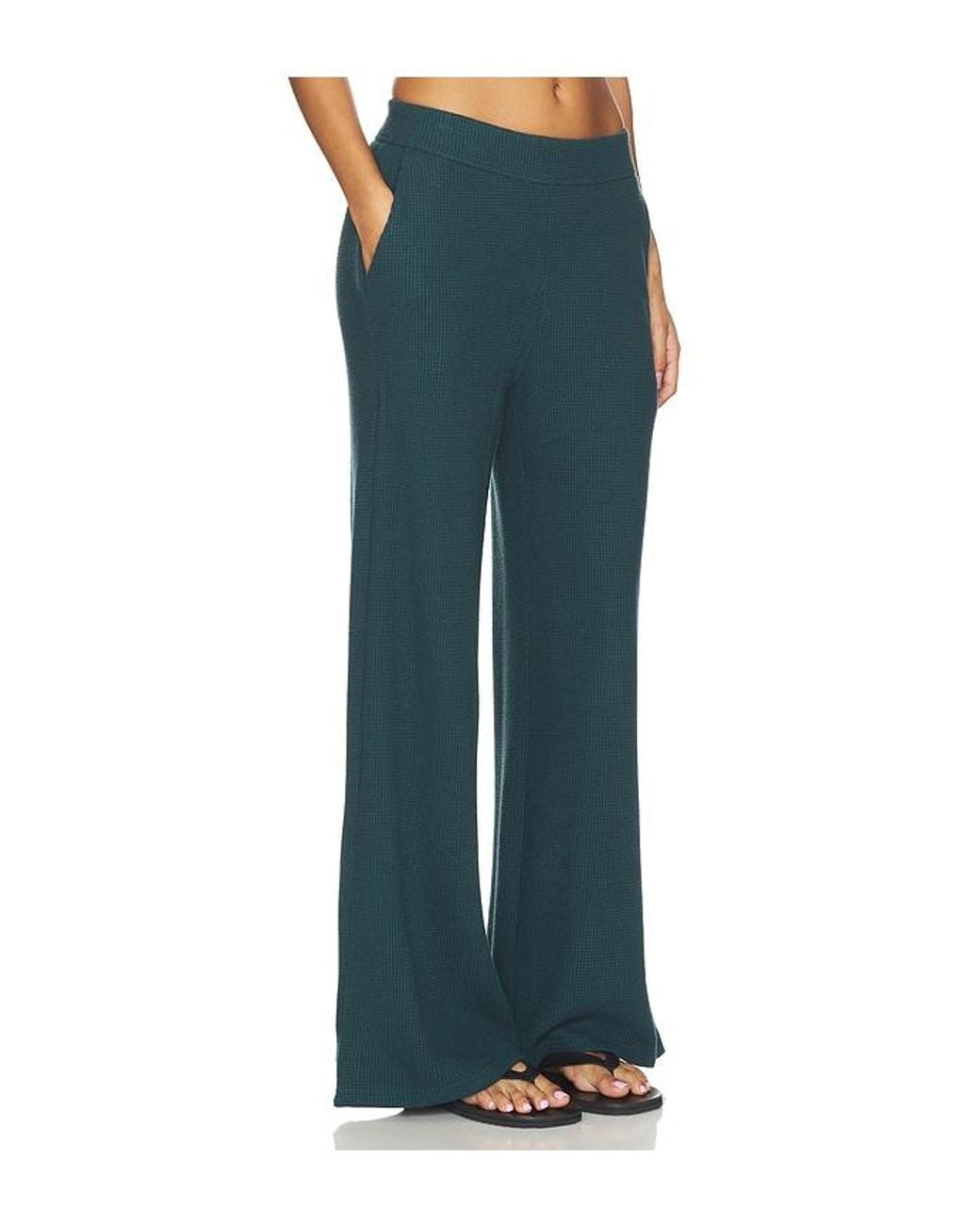 Beyond Yoga Blue Rest Day Waffle Wide Leg Pant