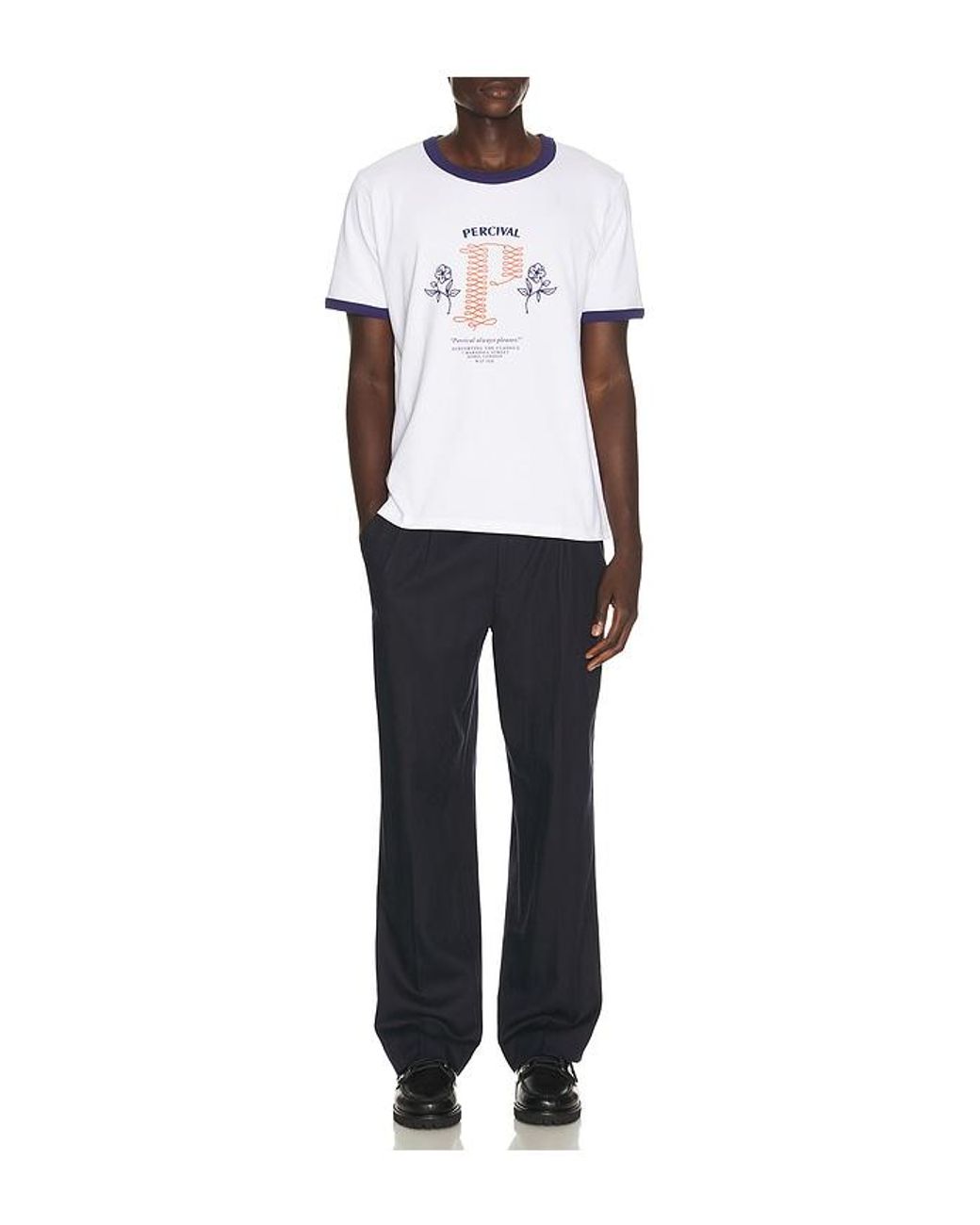 Percival Black Pleated Leg Trousers for men