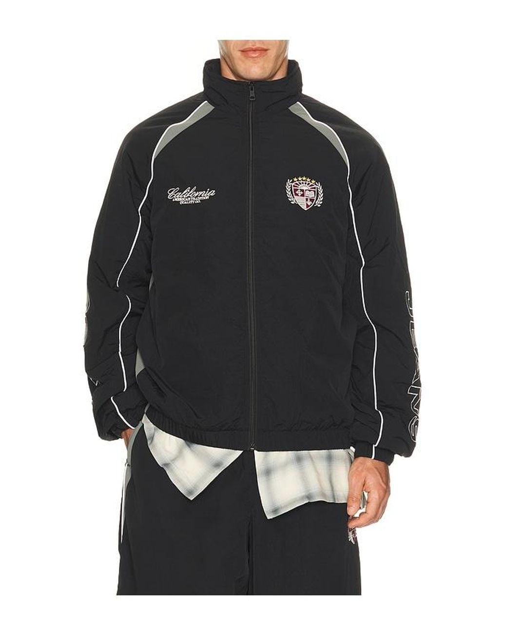 Guess Black Embroidered Track Jacket for men