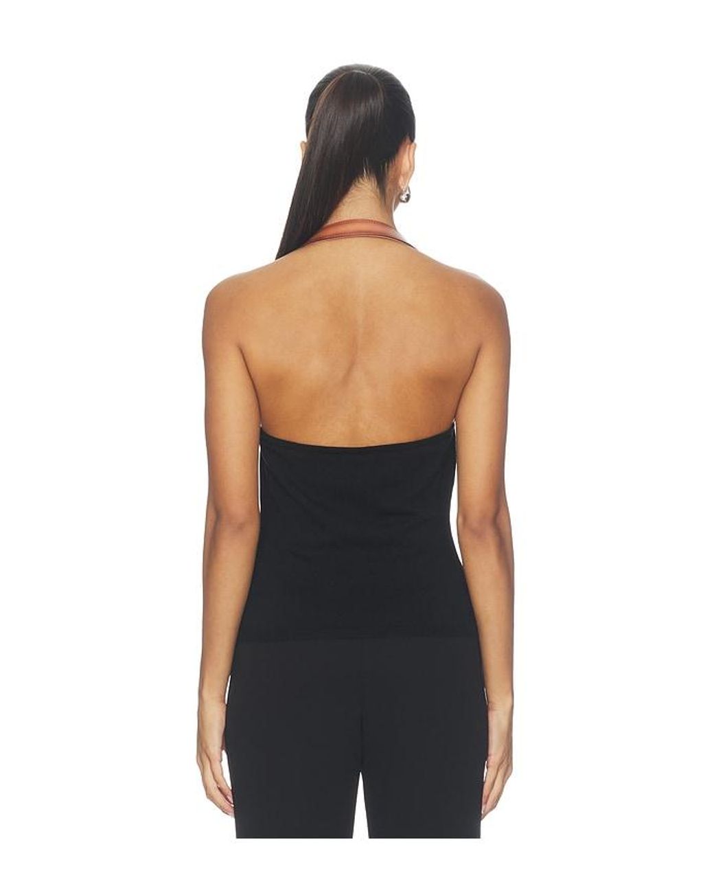 Monse Black Leather Belt Knit Top