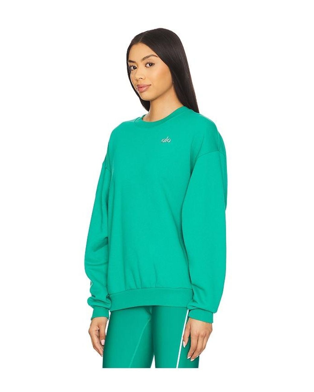 Alo Yoga Accolade Crew Neck Pullover in Green | Lyst